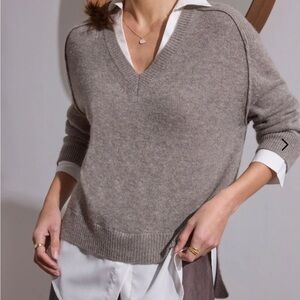 Brochu Walker Dark Grey Charcoal Women's The Looker Layered V-Neck Sweater